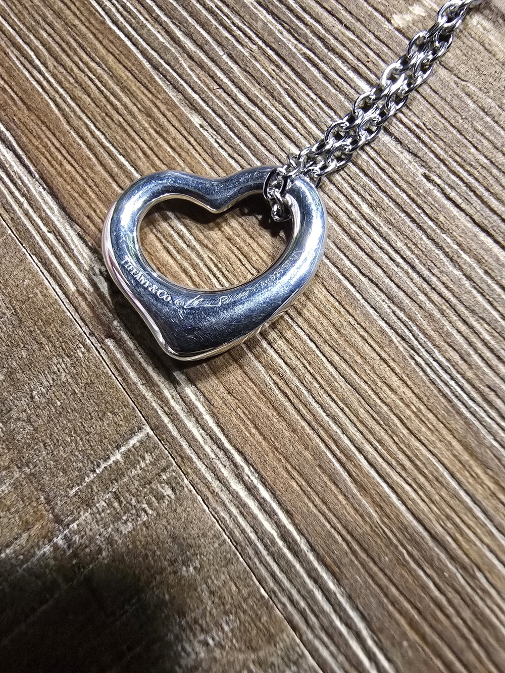 Authentic Tiffany & Co. Elsa Peretti Sterling Silver Open Heart Pendant 16mm